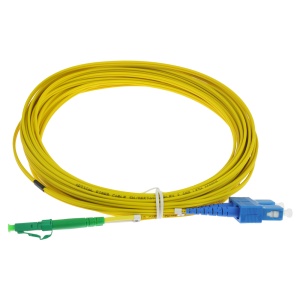 Cable de conexión de fibra óptica dúplex - Fibra monomodo G657A2 de alto rendimiento - Conectores híbridos LC APC y SC UPC - Longitud exacta de 10 metros - Cubierta exterior LSZH color amarillo - Compatibilidad de uso genérica universal