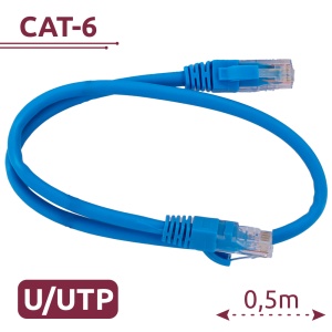 Câble UTP - Ethernet - Connecteurs RJ45 - Catégorie 6 - 0,5 m - bleu