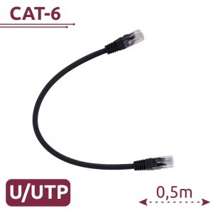 Câble UTP - Ethernet - Connecteurs RJ45 - Catégorie 6 - 0,5 m - couleur noire