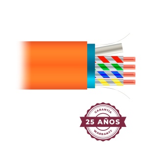 Cabo FTP Cat 6A isento de halogéneos - Condutor 99,9% cobre - CPR class: Dca - Rolo de 505 metros/cor-de-laranja