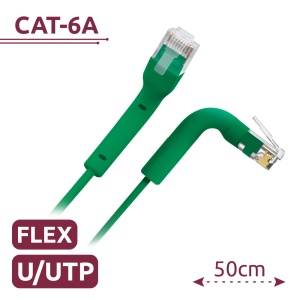 Cabo UTP flexível - Ethernet - Conectores RJ45 - Categoria 6A - 0,5 m - Cor verde