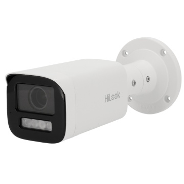 Cámara Bala IP Hilook - Gama Hilook | microSD 512 GB - 6 MP | lente motorizado 2.8~12 mm - IV 50 m | WDR 120 dB | Micrófono incorporado - Papa | H.265+| IP67 | Luz blanco - Web, Software CMS, Teléfono inteligente e NVR