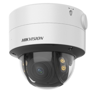 Câmara Dome IP gama SOLUTIONS - Resolução 4 Megapixel (2688x1520) - Lente 2.8~12 mm | Proteção perimetral - Alcance da luz branca 40 m | MD 2.0 - PoE | Alarmes | Áudio | Microfone - AcuSense | IP67 | IK10