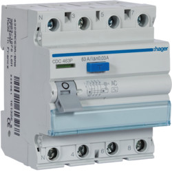 CDC463P - Inter. dif. 4P 63A 30mA tipo AC 4M HAGER EAN:3250611613220