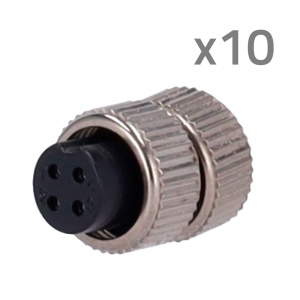 Conector M12 Fêmea para soldar - Compatível com Streamax - 10 Unidades por saco - 4 Pinos