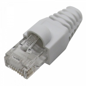Conector Par de Cobre RJ45 UTP Cat 6 macho passagem c' protector branco