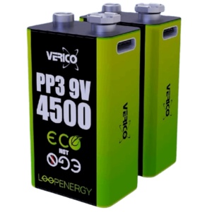Ensemble de 2 batteries Li-Ion rechargeables via USB -C - 6F22 9V 4500mwh - Verico