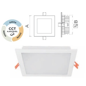 ESL7312CCT - 100100200096 - Downlight Square LED 12W 3CCT WHITE