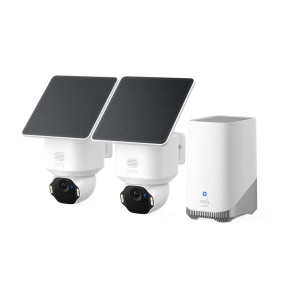 Eufy SoloCam E42 2+1 (HomeBase S380) - Resolución 4K UHD (8 MP) / Sirena y luz estrobos - IA detecta personas, vehículos y mascotas - HomeBase S380 ampliable a 16 TB - Batería recargable 10.000 mAh integrada - Apta para exterior IP67