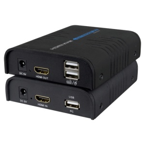 Extenseur HDMI / USB par TCP / IP - Emitte et récepteur - Plage 120 m - jusqu'à 1080p - DC 5 V Power