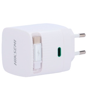 Hikvision - Carregador USB - Potência 67W | Com tecnologia GaN - Carregamento rápido - Saídas 1 x USB-C, 1 x cabo USB-C - Cor branco