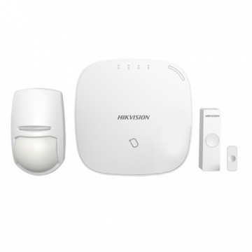 Kit de alarme profissional - Comunicação Ethernet, Wi-Fi e GPRS - Sem fios 868 MHz - Contacto magnético e PIR Volumétrico - Até 32 entradas sem fios - App Móvil Hik-Connect e iVMS4200