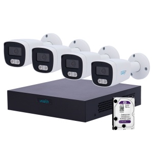 Kit de Videovigilância Uniarch - NVR 8 Canais IP | 1 TB HDD - 4 Câmaras bullet IP67 - Plug &amp; Play | UMD | PoE - Deteção de pessoas e veículos - Interfaz WEB, CMS, Smartphone e NVR