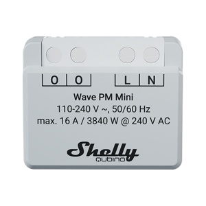 Medidor Shelly Wave PM Mini - Medição do consumo em tempo real até 16 A - Registo da energia acumulada em kWh - Z-Wave Long Range com mais de 1 km de alcance - Suporta 110 a 240 V CA, 50/60 Hz - Função de repetidor na rede em malha Z-Wave