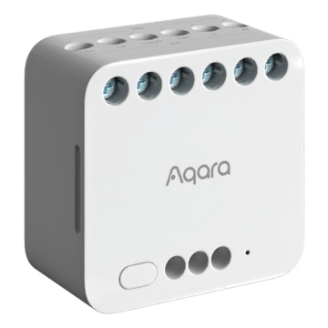 Módulo de relé doble Aqara T2 - Zigbee 3.0 / Asunto encima Zigbee - Control do motor / Monitor de energía - Necesidad do AQARA Centro - Protección contra sobrecarga - Compatible con Manzana Chaqueta, Google, Alexa