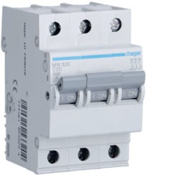 MW320 - Breaker 3p 20A C 3K 3M HAGER EAN: 3250614533204