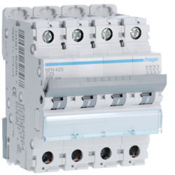 NFN425 - Disjuntor 4P 25A C 6/10kA 4M HAGER EAN:3250614628467