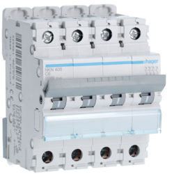 NKN406 - 4P 6A C BRONMONAGE 10 / 15KA 4M HAGER EAN: 3250614629761