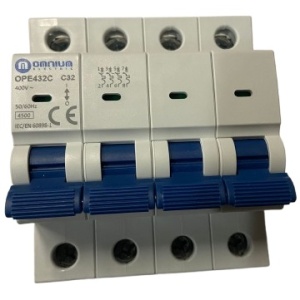 OPE432C - DISJUNTOR 32A 4 POLOS 4,5KA CURVA C OMNIUM ELECTRIC
