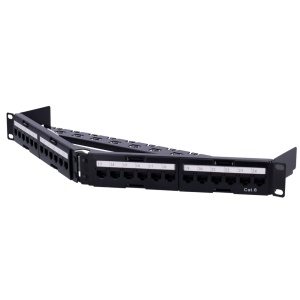 Patch 24 -door angular panel - admits cables to cat6 - Bezpling format 1u - size 1 u for ease of installation - non -removable cable management bar