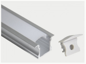 PF202 - Flash de profil élevé en aluminium avec onglet 17x15x2000 mm Opalino - Quant. fourni = 1 un
