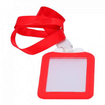 Porta-cartões RFID - Disposição vertical - Formato CR80: 54 (L) × 85 (A) mm - Película de proteção em plástico - Feito de silicone - Cor vermelho