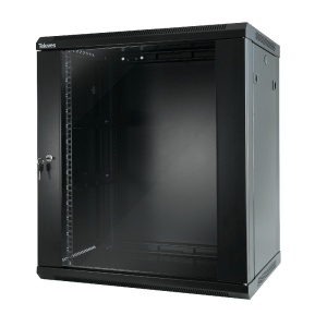 Rack Bastidor 19" 13U. Porta de vidro temperado e laterais acessíveis. Dimensões: 600x682x450mm. Instalação: Parede/Solo (Desmontado)