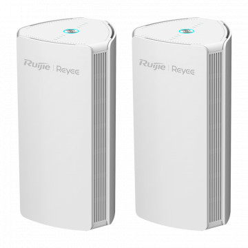 Reyee Pack 2 Routers Gigabit Mesh Wi-Fi 6 AX1800 - 3 Portas RJ45 10/100/1000 Mbps - 802.11ax 2x2 banda dupla 2.4 e 5 GHz - Gestão remota através da Cloud e da aplicação - Controlo Parental , Rede de Convidados, Roaming - Concebido para criar uma rede Mesh