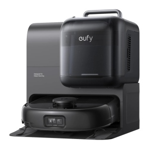 Robot aspirador Eufy E28 - Potência extrema com sucção turbo de 22.000 Pa. - Limpeza contínua com esfregona com o sistema HydroJet - Estação multifuncional para esvaziamento automático - Navegação precisa com LiDAR através do sistema AI See - Alexa / Goog