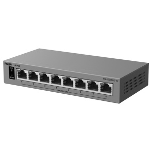 Ruijie Reyee Cloud Managed L2 Switch - 8 portas Gigabit Ethernet 10/100/1000 Mbps - Tolerância a falhas por IA (Failover inteligente) - Gestão gratuita para sempre com o Ruijie Cloud - Chassis metálico compacto para secretária - Proteção contra picos de t