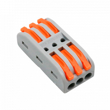 SAFIRE - Connecteur de câble - 3 entrées et 3 sorties - Câblemètre 28 ~ 12AWG - Section 0,08 ~ 4 mm² - 10 unités