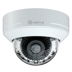 Safire Smart - Câmara Turret IP gama I1 AI Advanced - Lente motorizada 2.7~13.5 | 4 Mpx (2688×1520) - Microfone | IV 50m | Luz branca 40 m | Microfone | WDR - IA avançada:Perímetro, Facial, Contagem, Metadados - IP67 | IK10 | PoE (IEEE802.3af) | 3 eixo