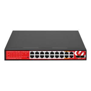 Safire Switch Hi-PoE - 16 portas FE PoE + 2 RJ45 uplink + 2x2.5GE SFP - Velocidade da porta 10/100/1000/2500 Mbps - 14 Portas PoE+ 30W + 2 Portas Hi-PoE 60W - PoE Watchdog - Até 240W Potência PoE total