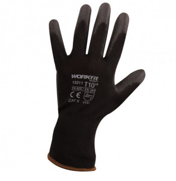 Schwarz Workfit PU Workfit Handschuhe 8 "