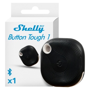 Shelly Blu Button Tough 1 Preto - Bluetooth - Permite o controlo de eletrodomésticos - Resistente a golpes, salpicos e poeiras - Atenuar e ativar cenas - Compatível com Alexa e Google