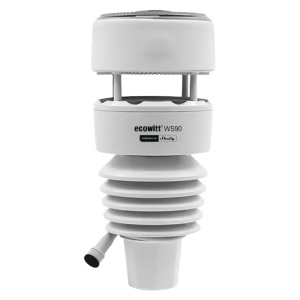 Shelly Ecowitt WS90 - Estação Meteorológica Solar 7 em 1 - Sensor piezoelétrico ultrassónico para chuva - Medição do vento por ultrassons - Sensor de radiação solar e índice de radiação ultravioleta - Alimentação solar com bateria de reserva