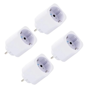 Shelly Plug M Gen3 (Branco) 4 Unidades - Monitorização precisa do consumo de eletricidade - Proteção contra sobretensão / Schuko (F/E) - WiFi 2.4GHz / Bluetooth / Matter / Range Ext - Suporta AC 230V / 3000W / 13A - Compatível com Apple HomeKit / Alexa e