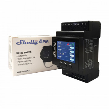 Shelly Pro 16h - Module de rail DIN avec 4 relais pour l'automatisation WiFi / BT / LAN