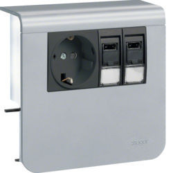 SL20055920D1 - Schuko+2xRJ45 Cat.6 SL20055, alumínio HAGER EAN:4012740894685
