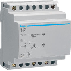 ST315 - Trasferimento. di sicurezza 230V/12-24V 63VA 6M HAGER EAN:3250615703156