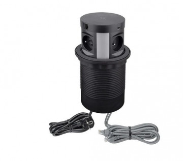 Type de français 4x Black Multi Box, type 2x USB à 2x chargeur inductif RJ45