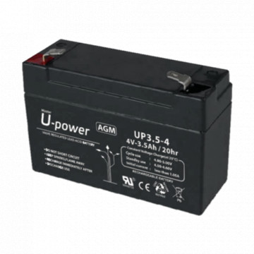 Upower - Batterie rechargeable - AGM Acid Technology - Tension 4 V - Capacité 3,5 Ah - 65 x 90 x 34/420 G - Pour une sauvegarde ou une utilisation directe