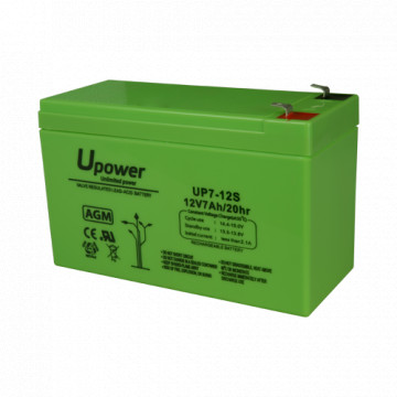 UPOWER - wiederaufladbare Batterie - AGM -Säure -Technologie - 12 V -Spannung - Kapazität 7,0 AH - 93,5 x 151 x 65 mm / 2180 g - Für Sicherungs- oder direkte Verwendung