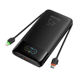 VEGER Power Bank con pantalla digital - Capacidad 20000mAh - Entradas 2x USB-C, 1x USB-A y cables integrados - Salidas 2x USB-C, 1x USB-A y cables integrados - Cables integrados: 2x USB-C - Carga rápida | 4 dispositivos a la vez