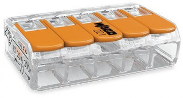 WAGO - Lagger compact | Jusqu'à 0 4 mm '| Orange I transparent | 5 conducteurs | Réf. 221-415