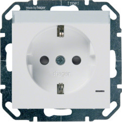 WYS340 - Schuko w/ LED+P. -ETIQ and OBTUR., WHITE