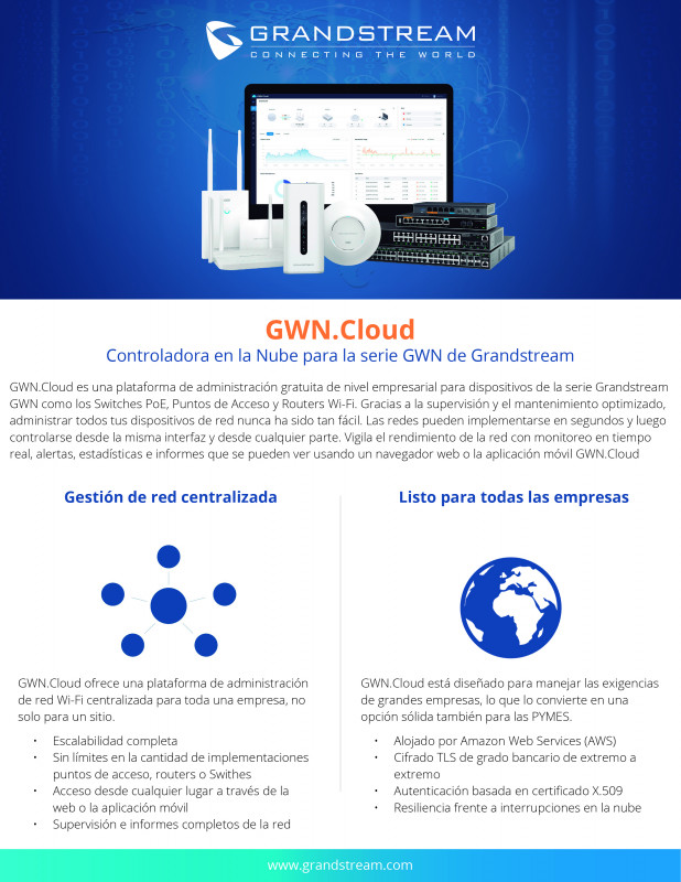 ¿Quieres administrar tu red WiFI de forma fácil y centralizada?: con GWN.Cloud de Grandstream conseguirás mucho más que eso