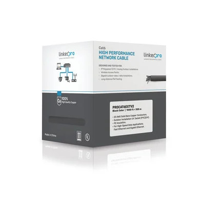 LINKEDPRO BY EPCOM: PRO-CAT-6-EXT-V2 Bobina de cable de 305 Metros Cat6+ CALIBRE 23