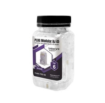 LINKEDPRO BY EPCOM:  TC6S-100 Bote con 100 Piezas de Plug Modular RJ45 Cat6 blindado