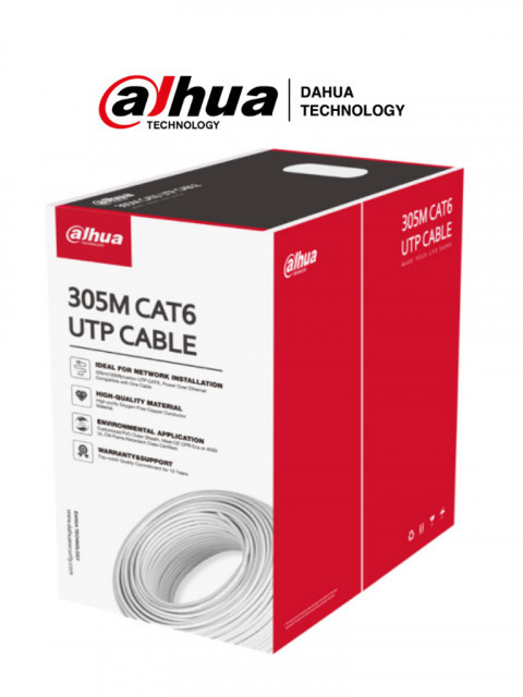 DAHUA DAC119001 DAHUA PFM923I-6UN-C - Bobina de cable UTP 100% cobre / Categoria 6 / Color blanco / Interior / 305 Metros / Redes / Video/